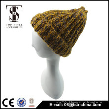Amarelo unisex inverno clássico malha chapéu beanie cap